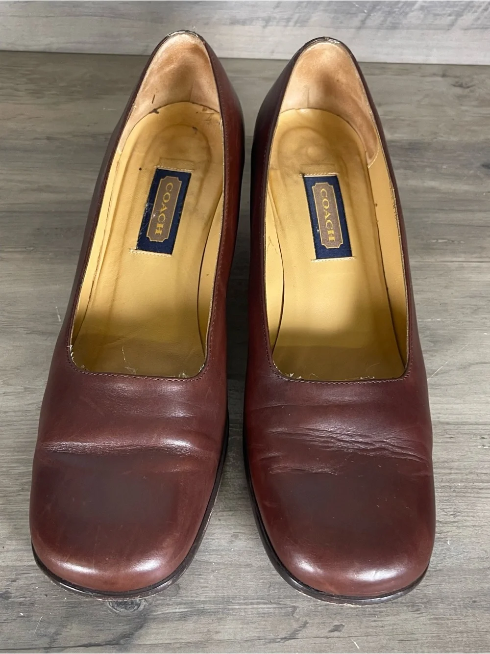 Coach‎ Womens 8.5 Brown Leather City Mid Heel Pump W/ Box Vintage Professional